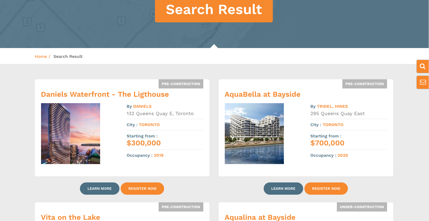 Condo Results Page